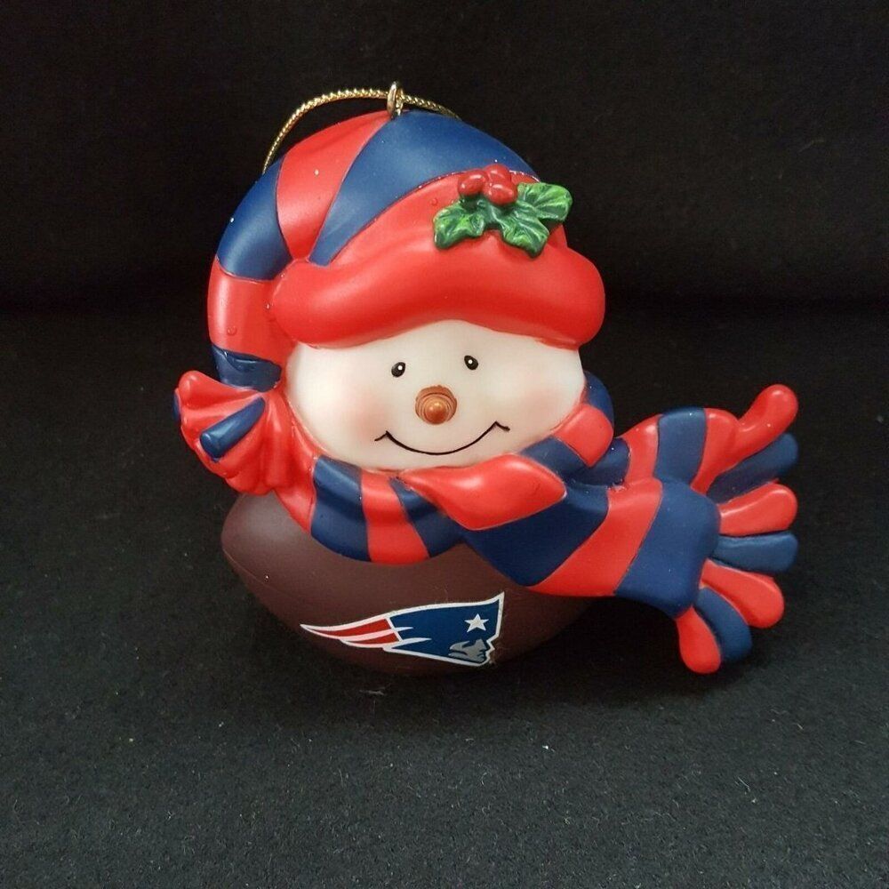 NFL New England Patriots Musical Football Snowmen Christmas Ornament